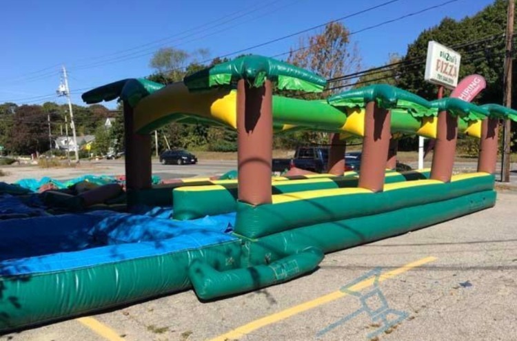 Dual Lane Tropical Splash Slip-N-Slide with Pool
